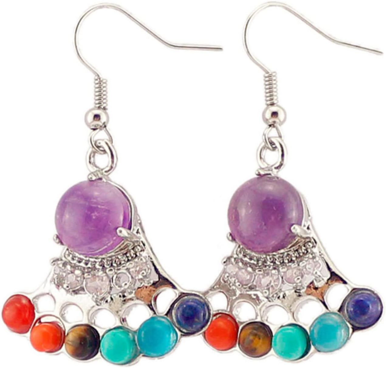 7 Colors Stone Chakra Drop Earrings Gift