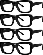 Eyekepper 4 Pack Stylish Reading Glasses Women - Oversized Square Readers Black