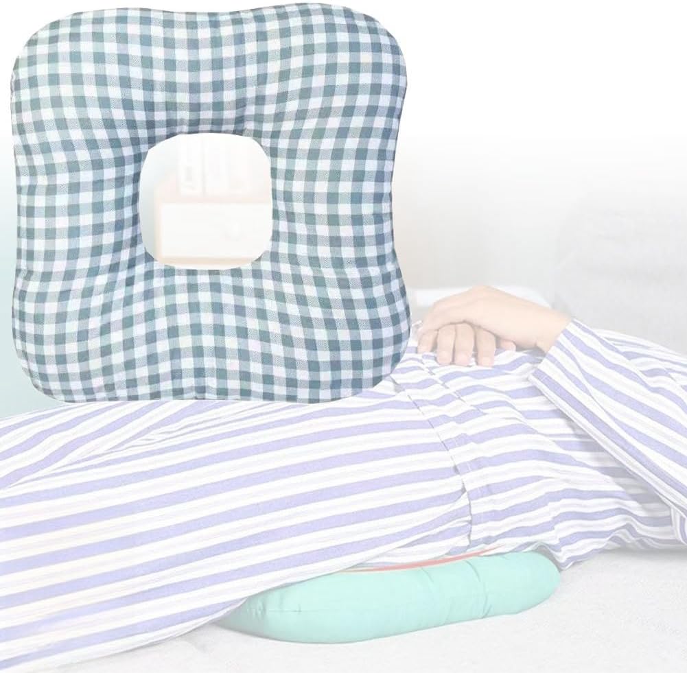 WEEOATAR Anti-Bedsore Cushion Pressure Ulcer Cushion Donut Pillow,Soft,Breathable and Pressure Relief Sciatica Pillow Anti-Decubitus Pad for Seniors,Pregnant and Post-Surgery(Green&White,L)