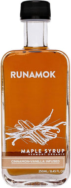 Runamok Maple Cinnamon-Vanilla Infused Maple Syrup - Authentic & Real Vermont Maple Syrup | Gluten Free & Natural Sweetener | Breakfast, Coffee, Pancakes Maple Syrup | 8.45 Fl Oz (250mL)
