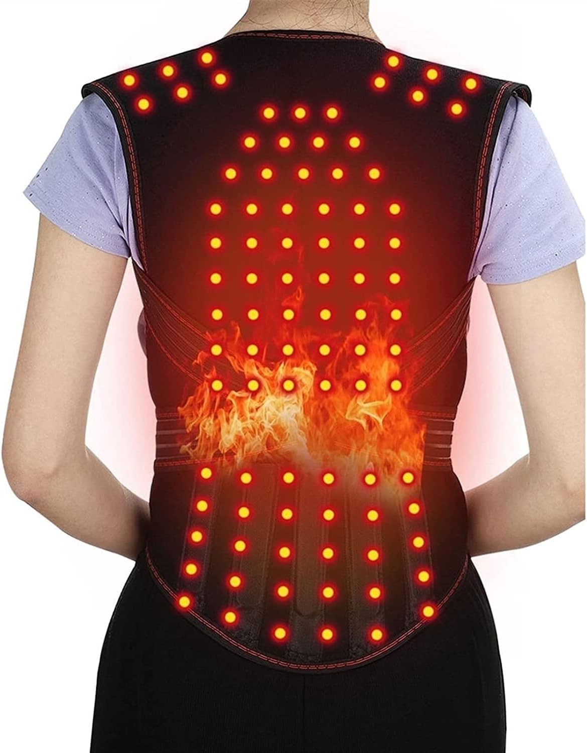 Posture Corrector 108pcs Magnets Self-Heating Waist Back Brace Vest Lumbar Belt Spine Shoulder Neck Posture Correction Belt for Men Woman Back Posture (Size : X-Large)