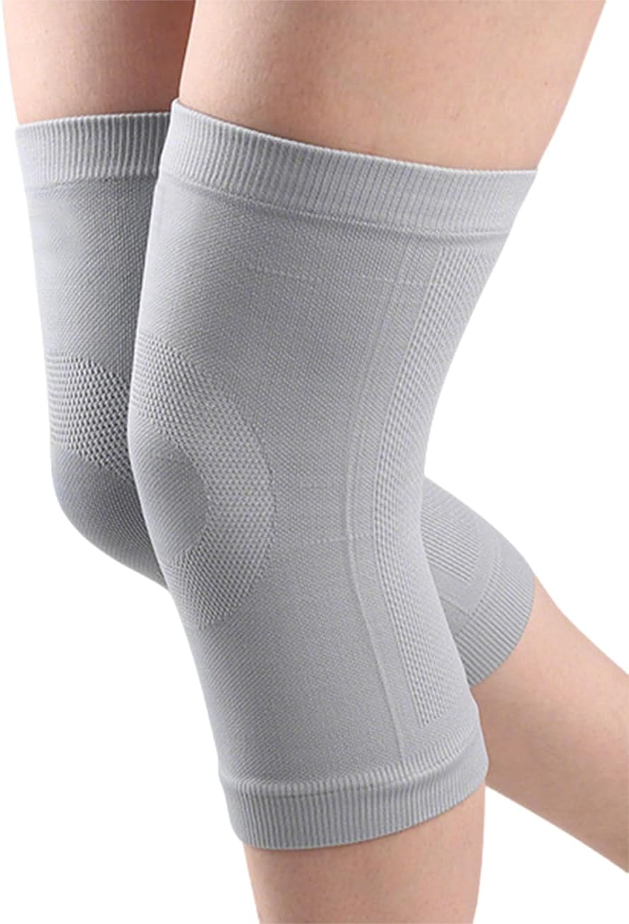 1 Pair Knee Compression Sleeves for Women & Men, Lightweight Thin Knee Sleeves for Knee Pain Relief, Knee Warmers Knee Brace Undersleeve Dancer Knee Pads, Knee Brace for Women Daily Use, Vendas Para Rodillas (Gray, Medium)