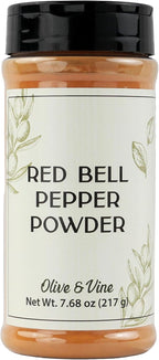 Olive & Vine Red Bell Pepper Powder, Sweet & Vibrant, For Seasoning & Sauces, Rich Tradition, Authentic Taste, For Global Recipes (7.68 Ounce)