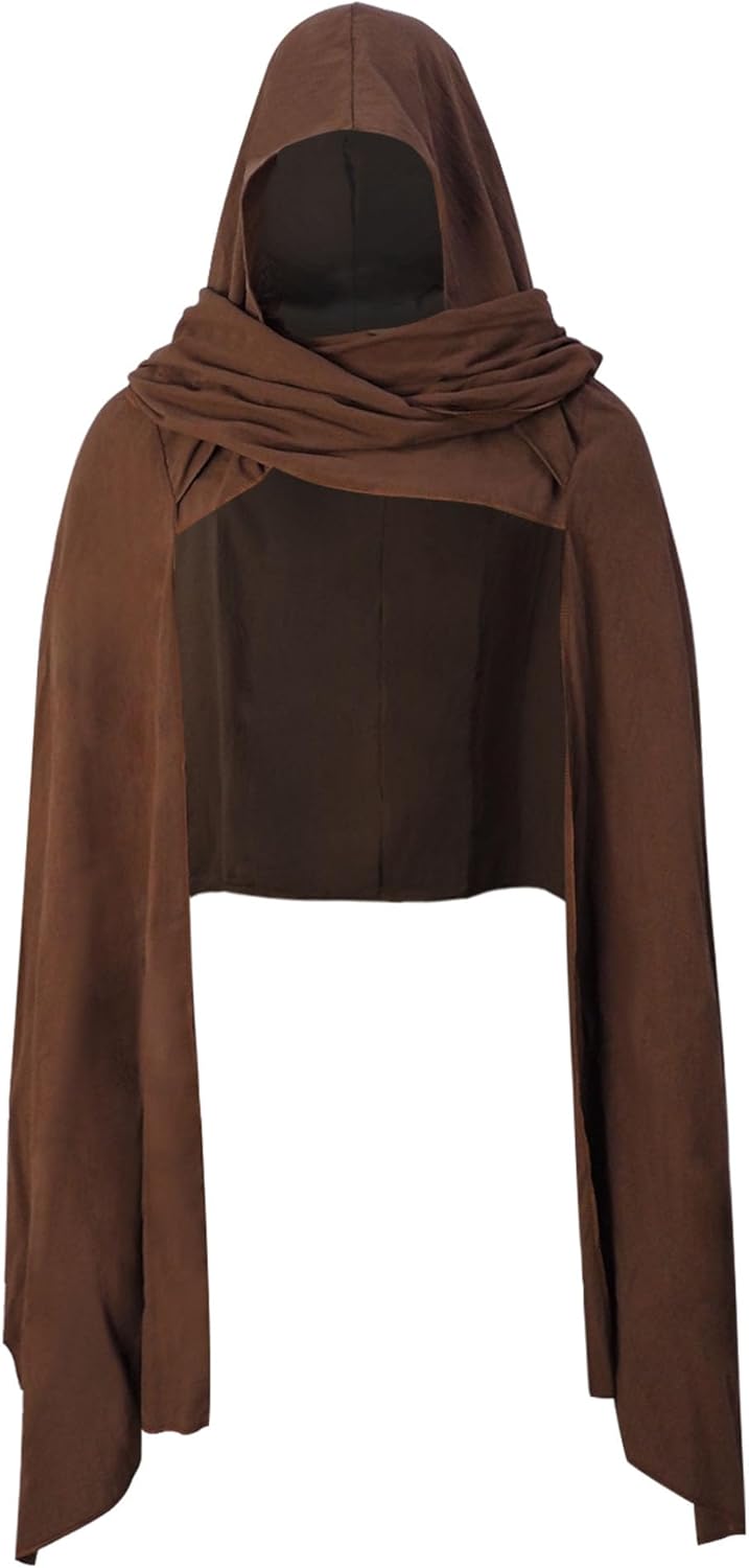Medieval Hooded Shawl, Multifunctional Cowl Scarf, Costume Accessory for Viking Shaman Renaissance