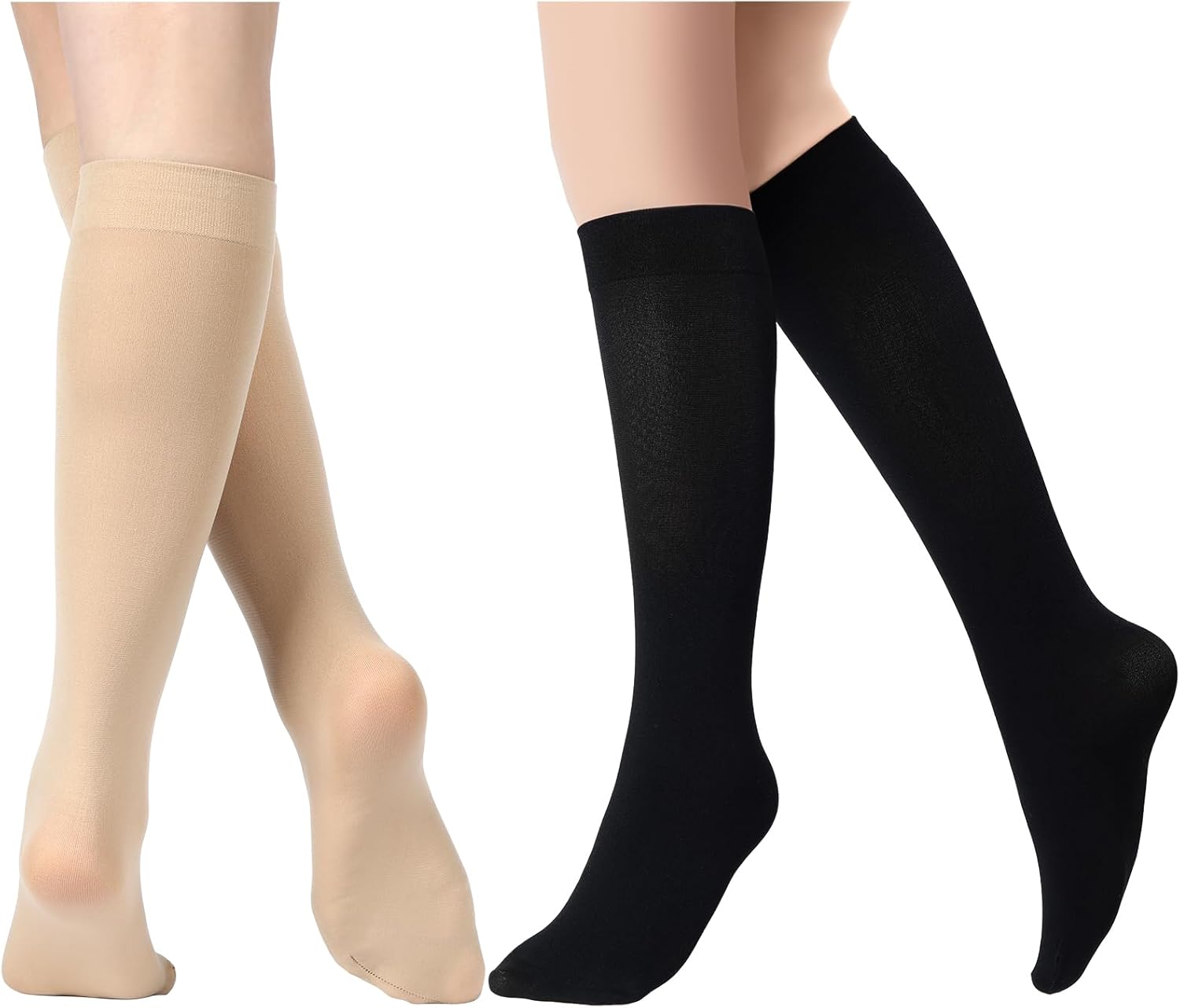 SATINIOR 6 Pairs Ice Skating Socks Roller Skating Socks High Tight Knee Nylon Roller Skate Sock Women Girl