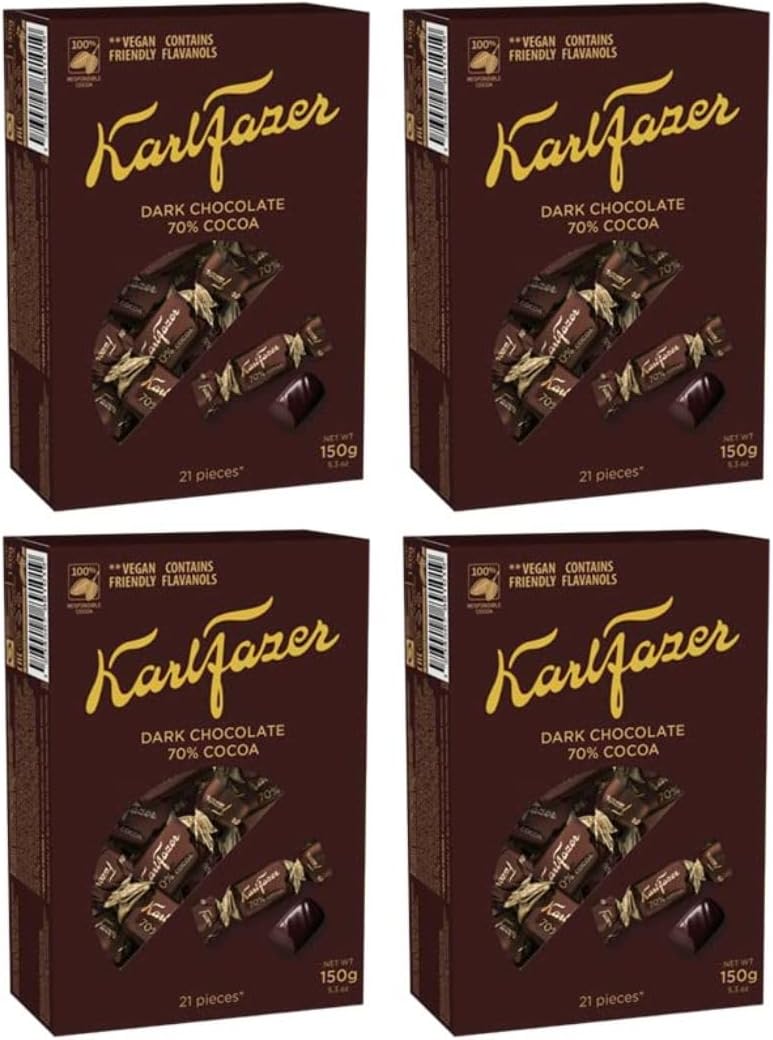 Fazer Karl Fazer Dark 70% cocoa Chocolate 4 Boxes of 150g 21.2oz