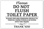 Please Do Not Flush Sign,Thick Acrylic Self-Adhesive Flush Only Toilet Paper Sign, Ideal for Restaurants, Bars, Hotels, and Airbnb (White)