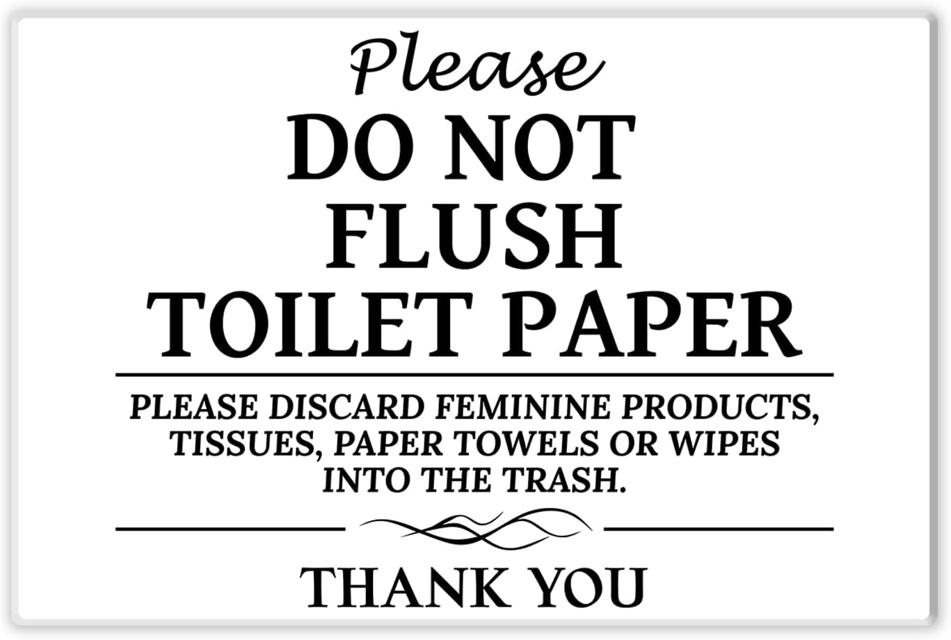 Please Do Not Flush Sign,Thick Acrylic Self-Adhesive Flush Only Toilet Paper Sign, Ideal for Restaurants, Bars, Hotels, and Airbnb (White)