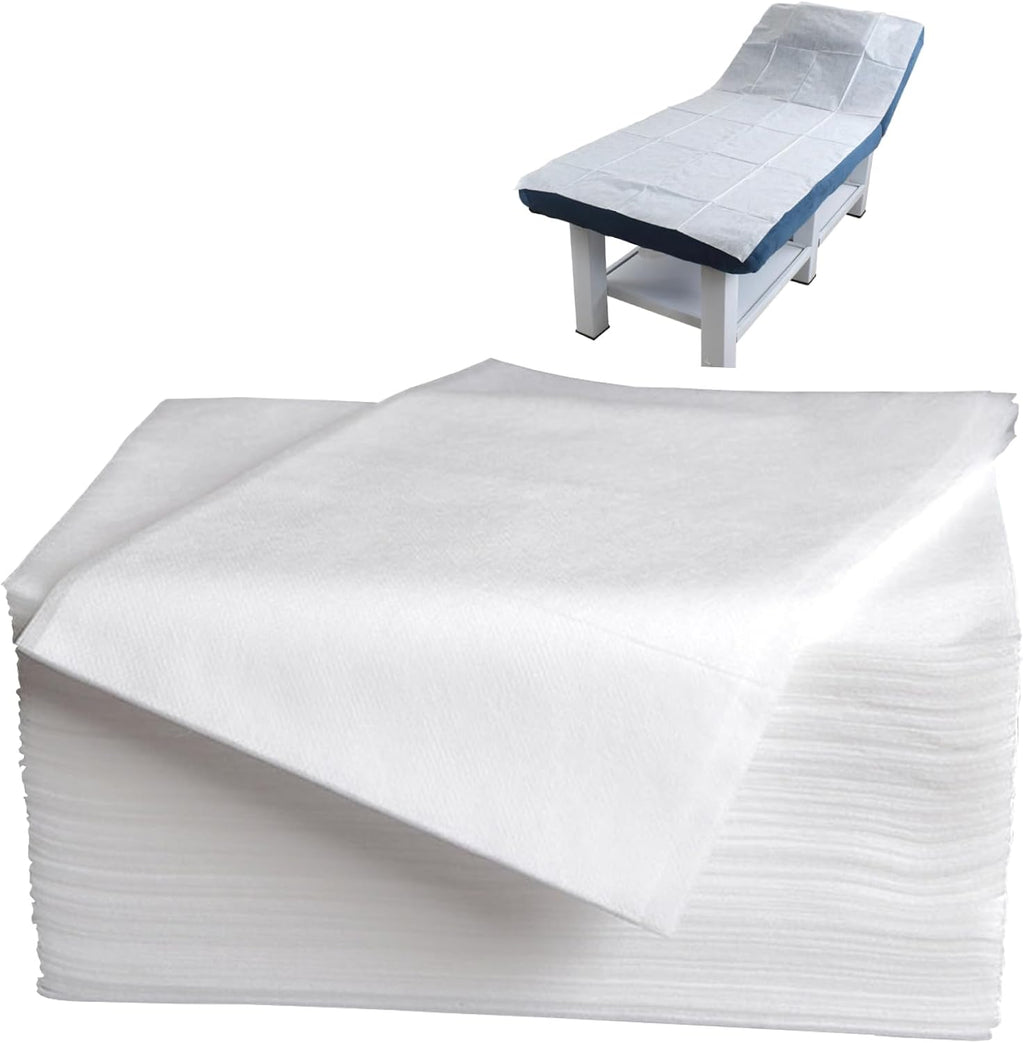 100 Pcs 31.5" x 71" Disposable Bed Sheets Waterproof Massage Table Sheets Non Woven Fabric SPA Bed Cover (White)