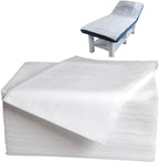 100 Pcs 31.5" x 71" Disposable Bed Sheets Waterproof Massage Table Sheets Non Woven Fabric SPA Bed Cover (White)
