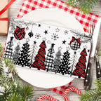 JarThenaAMCS 100Pcs Christmas Guest Napkins Horizontal Disposable Paper Napkins Red Black Xmas Tree Pattern Dinner Hand Napkins For Winter Party Supplies