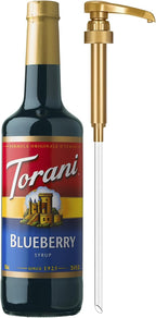 Torani Blueberry Syrup for Drinks, Flavoring for Iced Tea, Lemonade, Sodas, and Cocktails, Glass Bottle with Pump Included, 25.4 Fl Oz