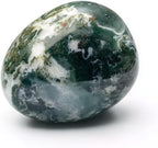 Super Large Polished Moss Agate Healing Crystal Stone – 1 Pc 1.2" Worry Stone for Anxiety, Pocket Palm Gemstone, Handpicked Natural Tumbled Rock for Meditation, Reiki, Chakra, Home Decor