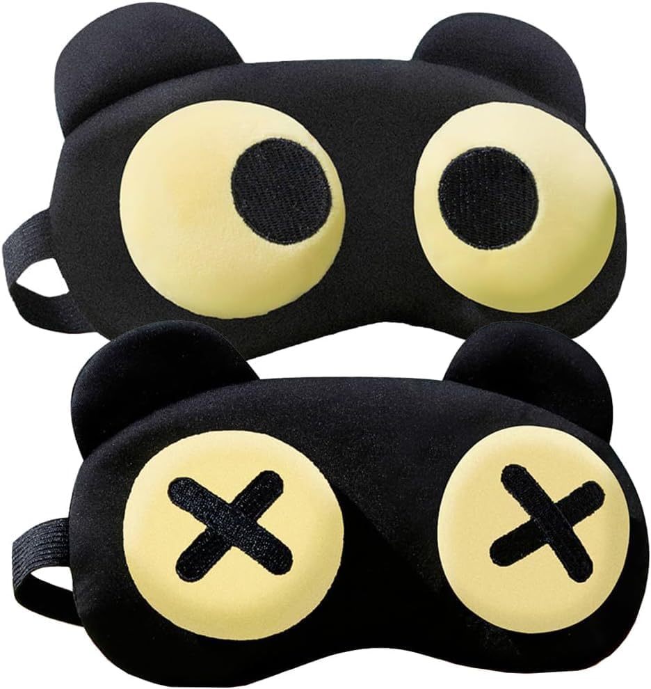 2PCS Cute Eye Mask for Sleeping - Soft Lightweight Eye Cover with Adjustable Strap, Funny Sleep Mask, Eyeshade Covers, Sleeping Mask for Women Men Travel Nap Blindfold Game