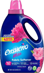 Ensueño Max Liquid Fabric Softener - Spring Fresh Scent - 125 fl oz - Color-Safe Fabric Softener Liquid - Softens 147 Loads - Reduces Wrinkles & Static