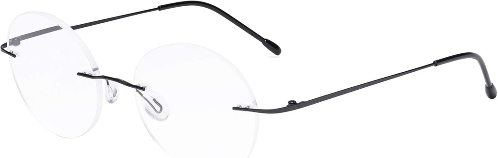 Eyekepper Frameless Reading Glasses Women - Round Rimless Readers Men Black +2.50