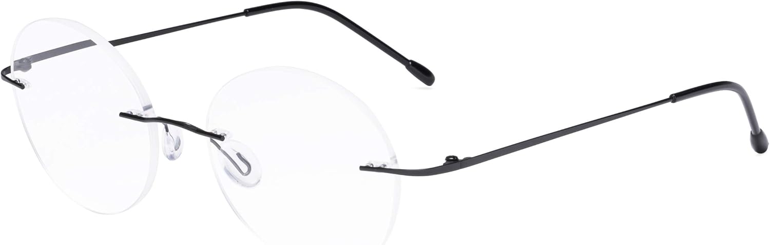 Eyekepper Frameless Reading Glasses Women - Round Rimless Readers Men Black +2.50