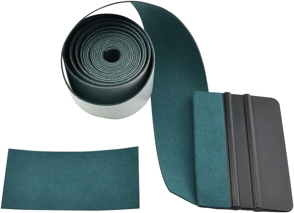 FOSHIO Micro Fiber Felt for Squeegee Edge Wrapping 2 Meters Length - Dark Green Suede Felt to Cover The Edges of Hard Card Squeegees