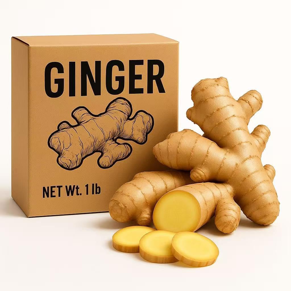 Fresh Ginger Root 1 lb, Whole Raw Ginger Premium Quality For Cooking, Tea & Kitchen Use