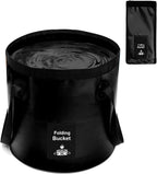 Collapsible Bucket with Handle, Lightweight Folding Water Container, Portable Collapsible Bucket for Fishing, Camping, Hiking, Backpacking, Outdoor Survival, Car Washing Black 20L