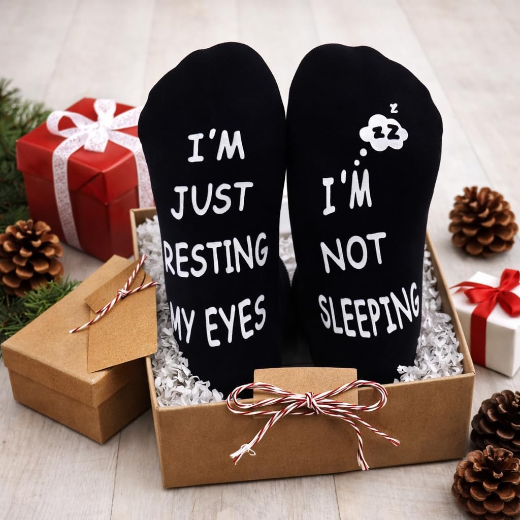 Mens Novelty Funny Socks - Letter Print Socks Christmas Birthday Gifts for Men