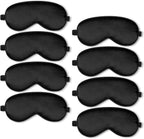 BBTO 8 Pcs Sleep Mask, Silk Eye Mask for Sleeping with Adjustable Strap, Blackout Sleeping Eye Blindfold Soft Silk Mask for Men Women Adults (Black)