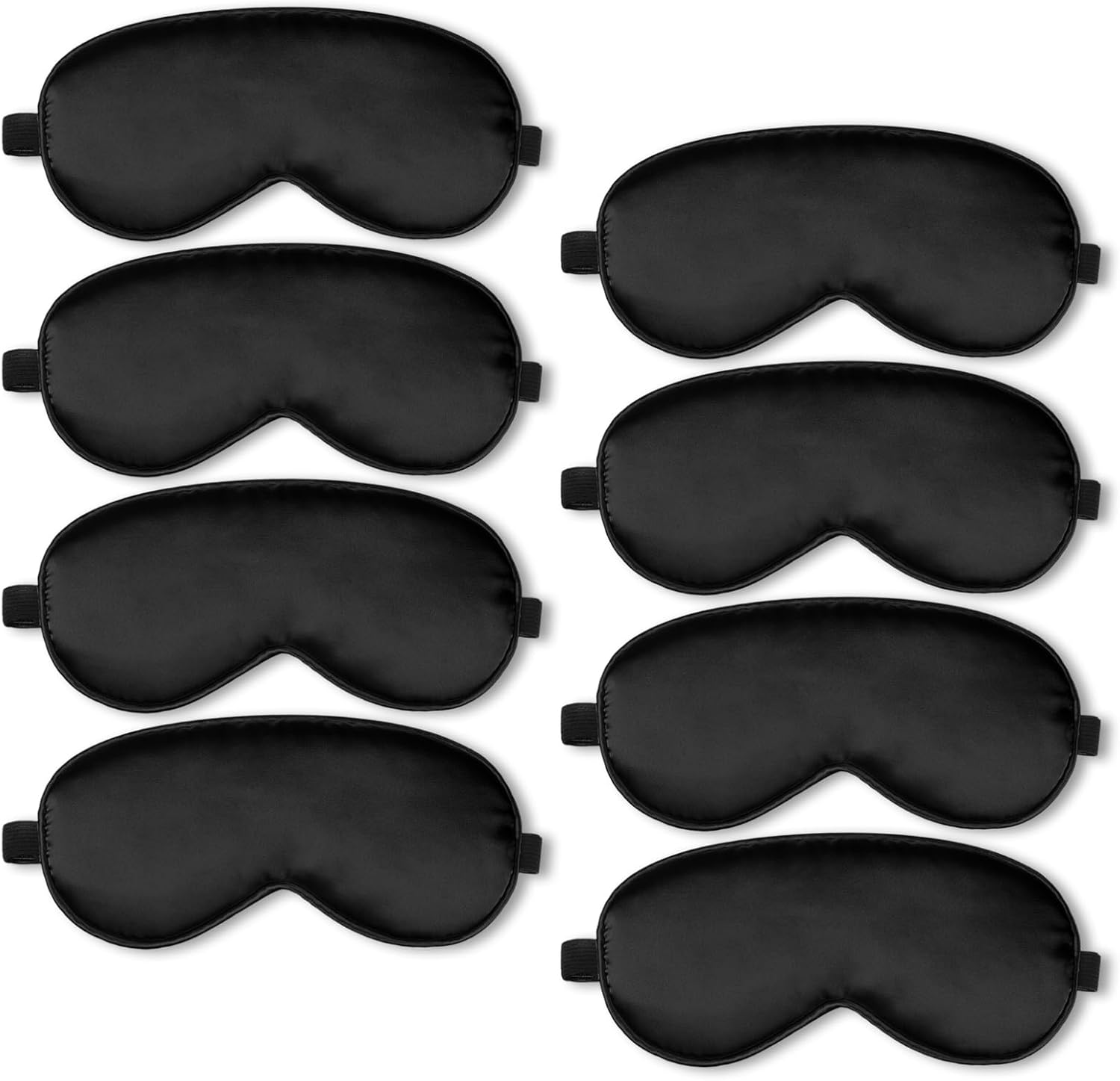 BBTO 8 Pcs Sleep Mask, Silk Eye Mask for Sleeping with Adjustable Strap, Blackout Sleeping Eye Blindfold Soft Silk Mask for Men Women Adults (Black)