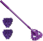 2023 New 180 Rotatable Adjustable Triangle Wet & Dry Mop with Extendable Long Handle, 2 Reusable Mop Heads for Bathroom, Floor, Wall & Sofa (Purple)