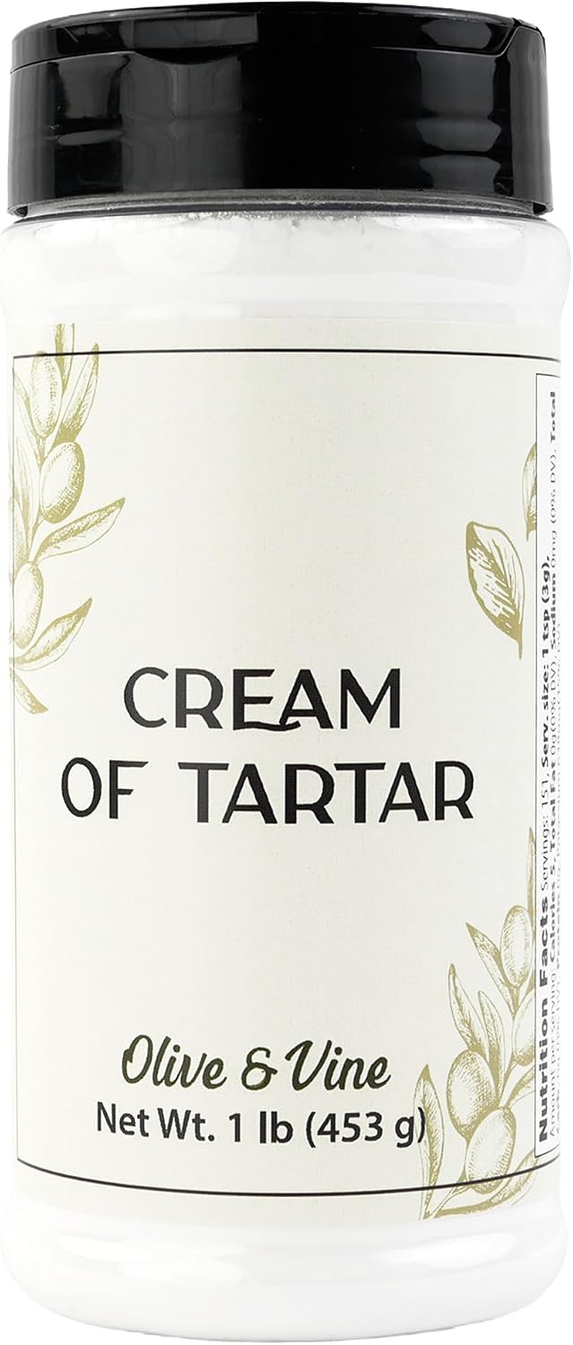 Olive & Vine Cream of Tartar, Subtle Tang, For Baking & Meringues, Rich Tradition, Authentic Taste, For Global Recipes (1 Pound)