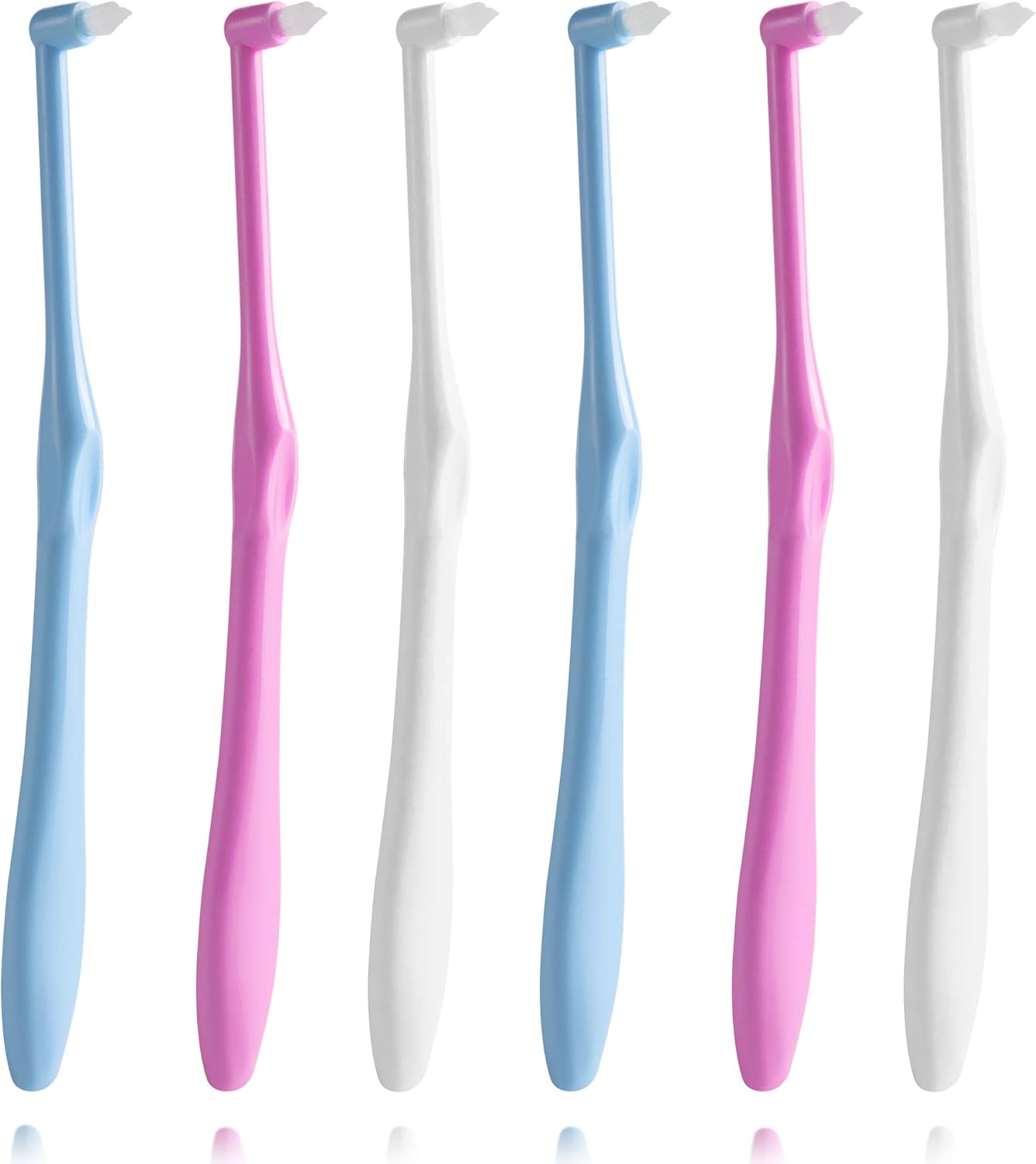 LOVEWEE End-Tuft Tapered Trim Toothbrush, 6 PCS Tufted Interspace Brush Wisdom Gap Toothbrush for Orthodontic Braces Bridges Line and Detail Cleaning
