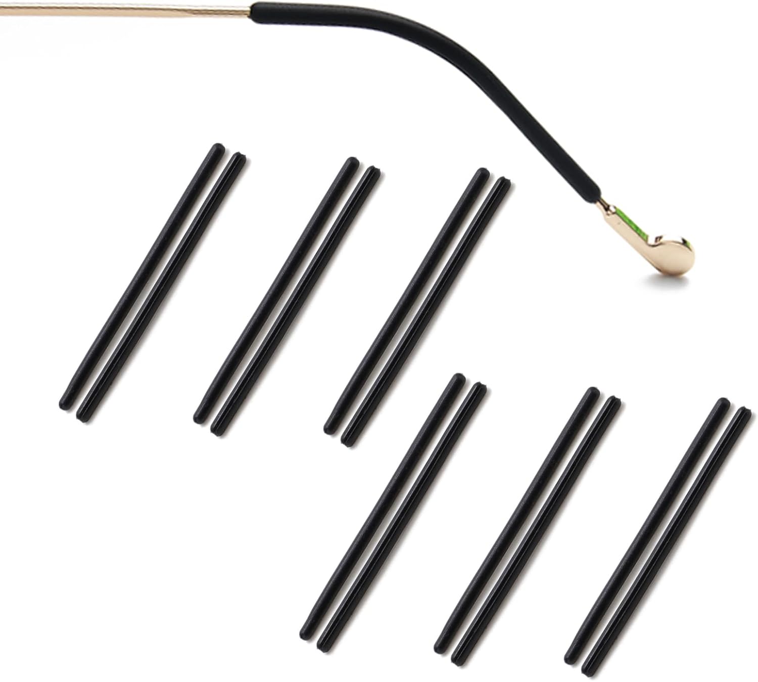 6Pairs Anti-slip Temple Tips Glasses Sleeve Cover, Eyeglass Ear Grips for Thin Metal Temple Width 1-1.5mm,55mm