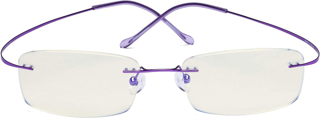 CessBlu Titanium Computer Glasses Reading Eyeglasses Frameless Readers Blue Light Filter