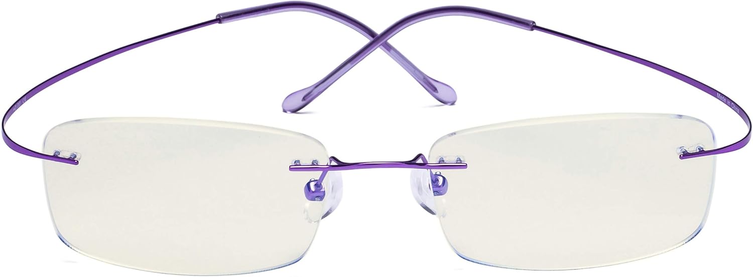 CessBlu Titanium Computer Glasses Reading Eyeglasses Frameless Readers Blue Light Filter