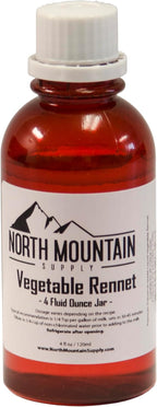North Mountain Supply Premium Professional Quality Liquid Vegetable Rennet - 100% Vegetarian Rennet for Cheese Making - 4 Fluid Ounces