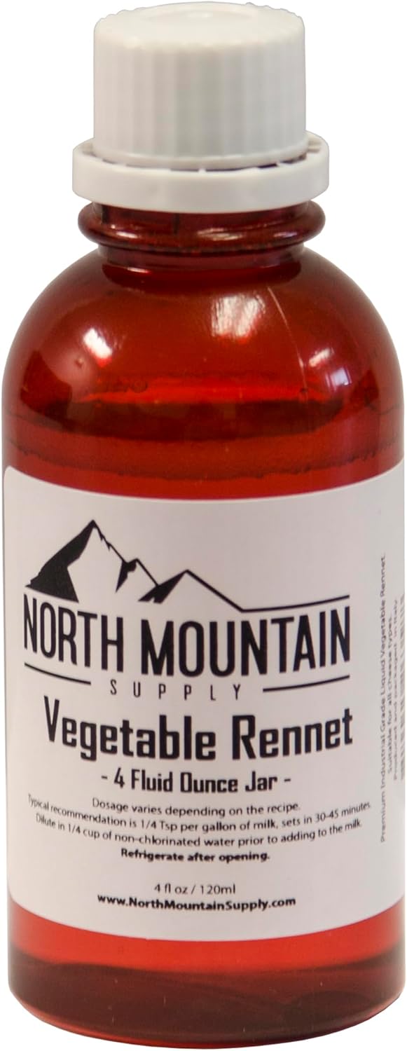 North Mountain Supply Premium Professional Quality Liquid Vegetable Rennet - 100% Vegetarian Rennet for Cheese Making - 4 Fluid Ounces