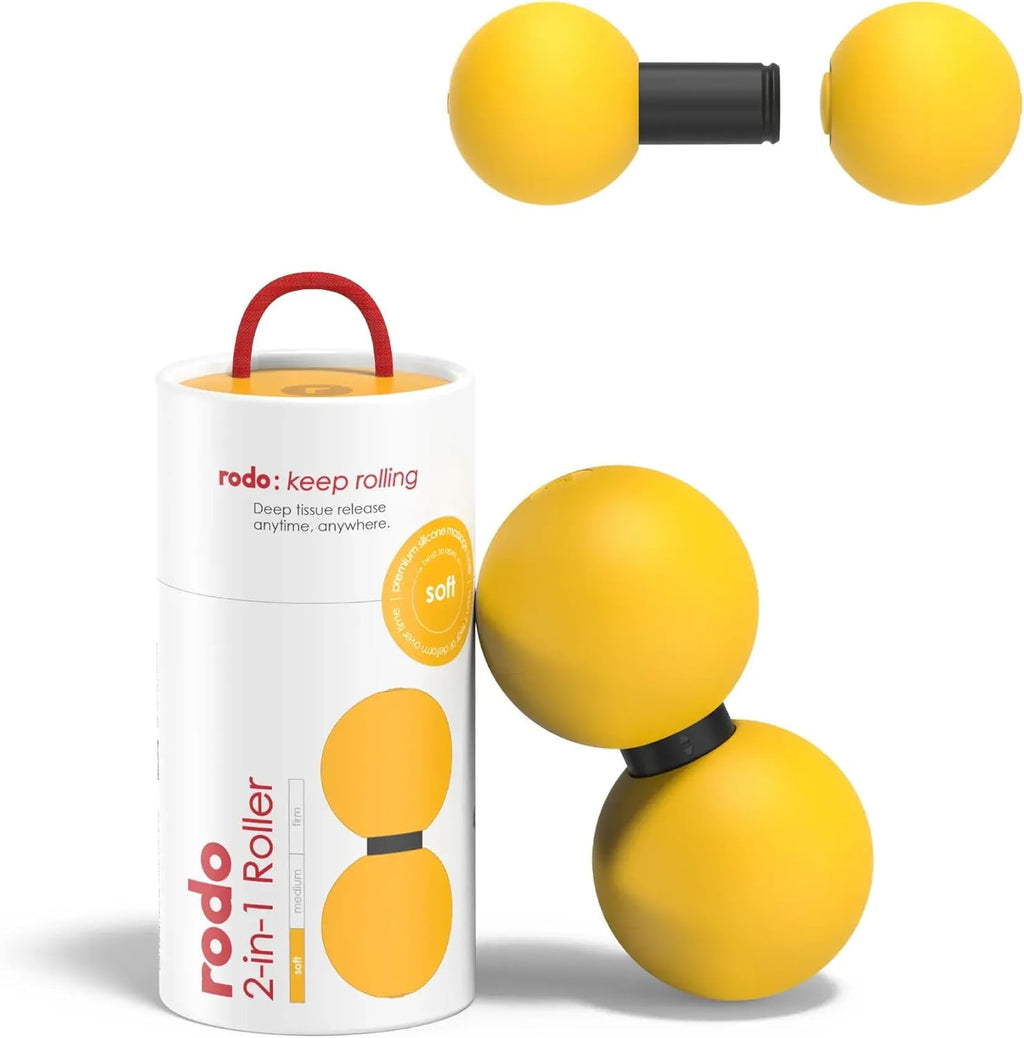 Rodo 2-in-1 Soft Peanut & Lacrosse Ball Roller | Deep Tissue Massage Tool for Fascia, Plantar Fasciitis, Hips & Back | Mobility & Recovery Roller | Compact, Travel-Friendly, Pilates, Therapy Ready