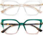 AMOMOMA Trendy Square Blue Light Blocking Reading Glasses for Women Women's Readers Spring Hinge AM6082