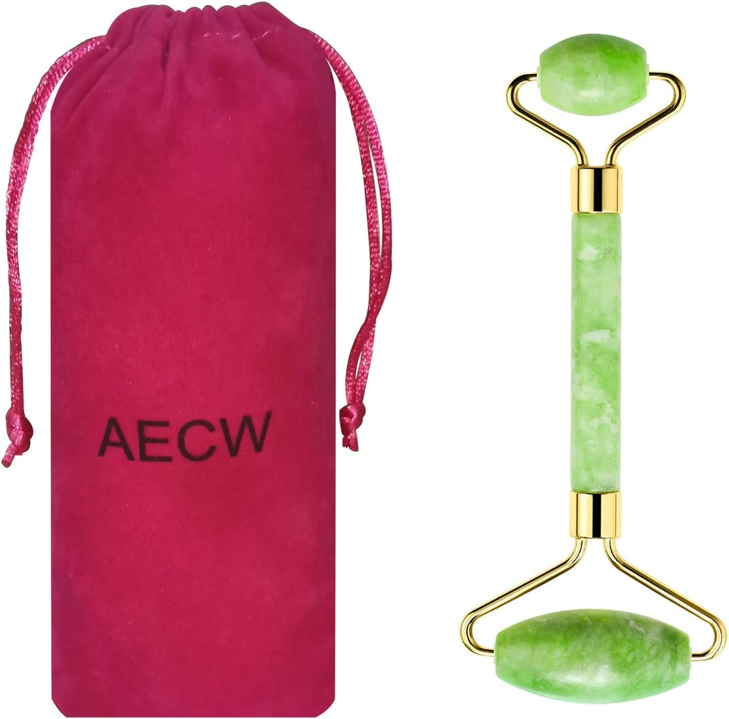 AECW Natural Jade Roller for Face Eyes Tool Jade Facial Roller Noiseless Facial Massage Roller