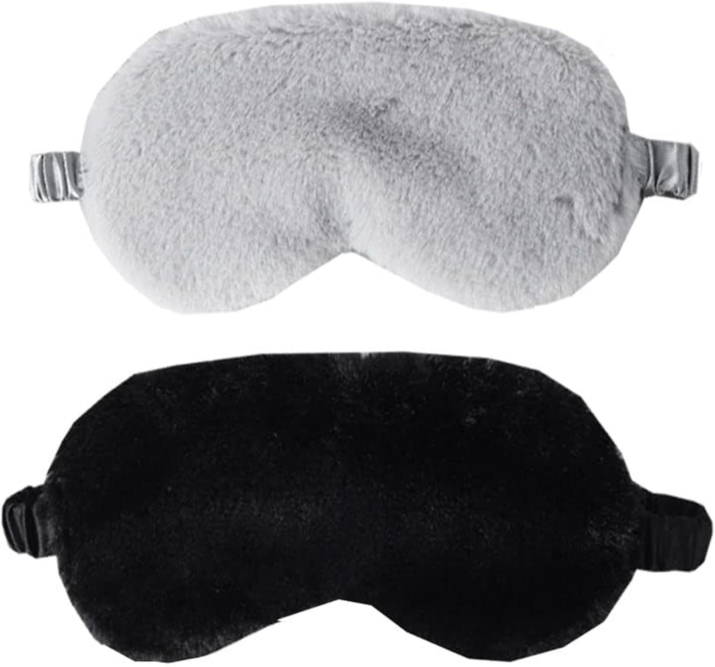 Plush Sleep Mask, 2PCS Adjustable Eye Mask for Sleeping, Sleeping Blindfold for Travel and Nap for Girls, Boys, Women, Men (Black Grey)