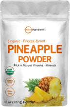 Organic Pineapple Powder, 8oz | 100% Natural Fruit Powder | Freeze-Dried Pineapples Source | No Sugar & Additives | Great Flavor for Drinks, Smoothie, & Beverages | Non-GMO & Vegan Friendly