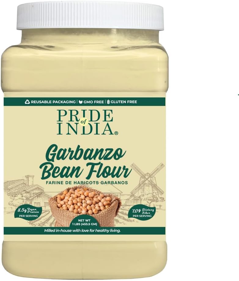 Pride of India- Garbanzo Bean Flour 1 lbs (454 gm) Earthy Nutty Slightly Sweet Taste Freshly Milled in Small Batches | Used for Baking Cooking Coating Thickening |Vegan, Gluten-Free