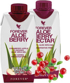 2 x Forever Aloe Berry Nectar Minis (330mL/11.15oz Each) 90.7% Pure Inner Leaf Aloe Vera Gel, No Added Preservatives. Gluten-Free (Pack of 2)