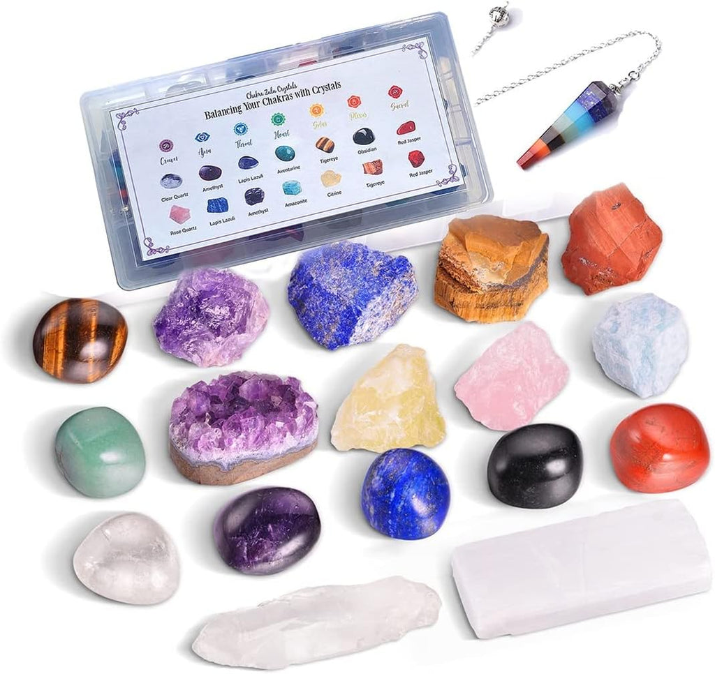Crystal Stone Crystals Stones Beginners Kit of Chakra Natural Rose Quartz Set Box Presents