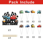25 Pcs Cake Topper and Cupcake Toppers Set Birthday Party Supplies for Cars Themed Birthday Decorations