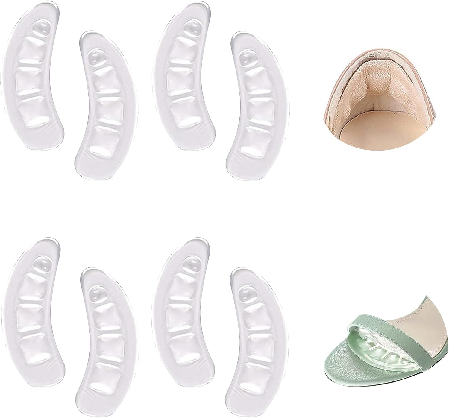 4 Pairs Ball of Foot Cushions, Gel Metatarsal Pads Non-Slip Foot Pads for Women High Heels Comfortable Forefoot Cushions for Pain Relief Reusable Sandals Cushion Insole Adhesive Shoes Inserts