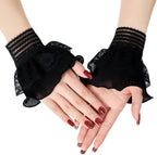 AUOCATTAIL False Sleeves Wrist Cuffs Floral Layered Lace Cuff Women Fake Hand Sleeves 1 Pair