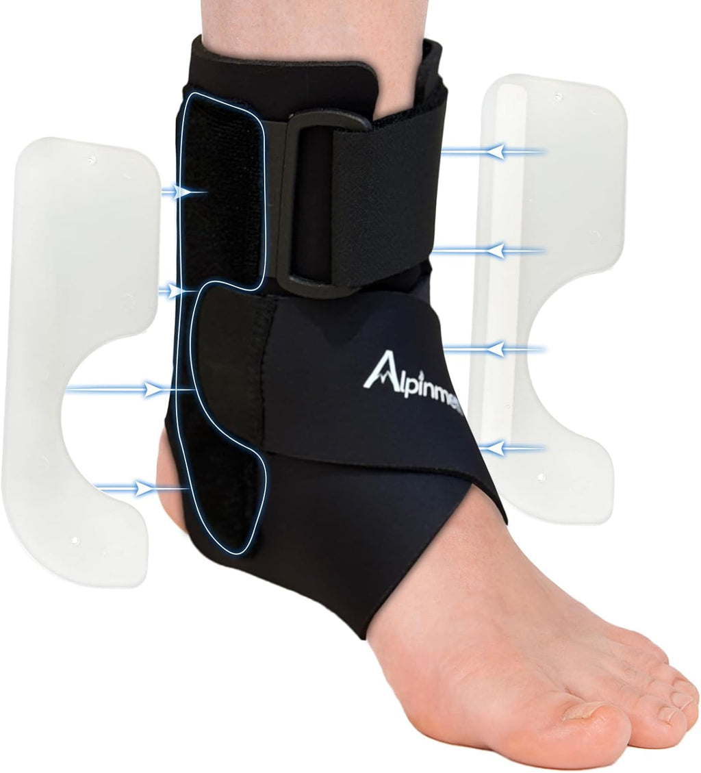 Ankle Brace for Men & Women, Compression Ankle Support Brace with Dual-Sided Plastic Stabilizers, Adjustable X-Strap & Open Heel for Sprain Recovery, Foot Discomfort, Sports & Daily Use 1 Pack