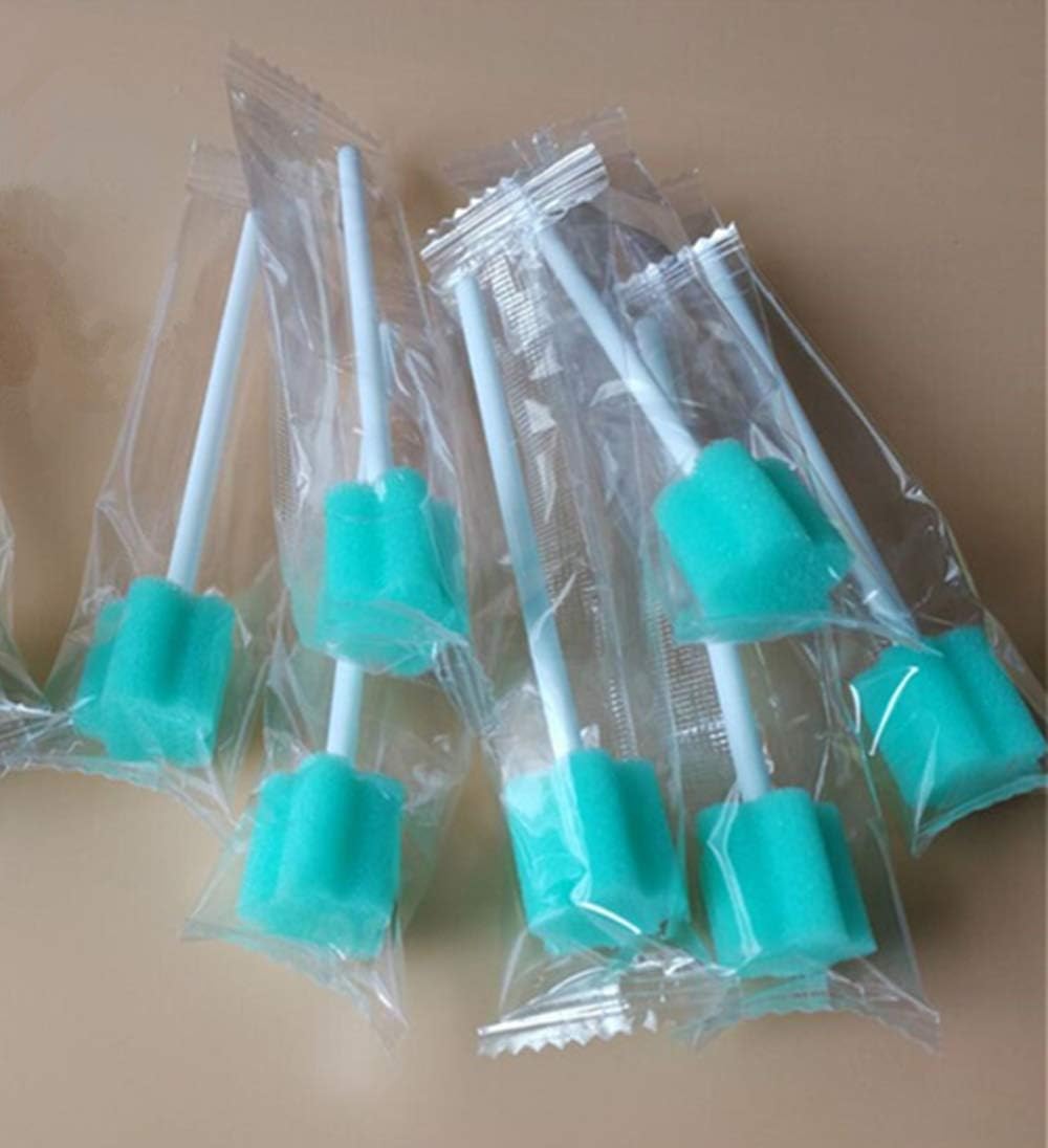 Disposable Unflavored Oral Mouth Cleaning Care Sponge Swabs， 50 Count (Blue)