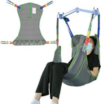 Universal Full Body Patient Lift Sling, Mesh U-Shape Transfer Sling for Toileting & Showering, Divided Leg Design, Compatible with Most Patient Hoist Lifts, 500 lb Capacity (Large)