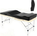 Lash Bed Topper, Ergonomic Curvy Massage Table Foam Topper, Non-Slip Esthetician Bed Cushion with Removable Washable Cover for Beauty Salon, Waxing/Eyelash/Spa/Tattoo/Facial, 71"×28"×7" (Black)